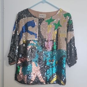 Blue and Green Sequin Cocktail Skirt